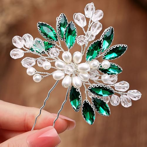 Bmirth Hochzeits-Haarkamm, Perlen, Braut-Kopfschmuck, Strass, Brautschmuck, Haarschmuck, Kristall-Haarschmuck (blauer Haarkamm)