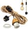 Vintage Hemp Rope Hanging Lights With Plug-in Cord, 200 in Industrial Pendant Lighting, Adjustable Rustic Wood Ceiling Light Fixture, E26/E27 Bulb Holder, for Farmhouse DIY Lampshade
