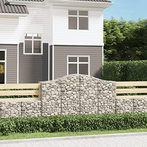 Rantry Lot de 3 paniers en gabions à arc 200 x 50 x 120/140 cm fer galvanisé, jardinière extérieure, gabion pierre panier clôture jardin gabion modèle 3145662