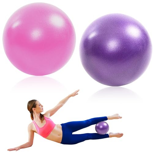 LURNODY 2Pcs Pilates Ballon de Gymnastique Ballon Fitness Ballon Yoga 9 Pouces, Idéal pour Les Bureaux à Domicile Et Les Salles de Sport pour Le Pilates Et L'Entraînement à La Stabilité(Violet + Rose)
