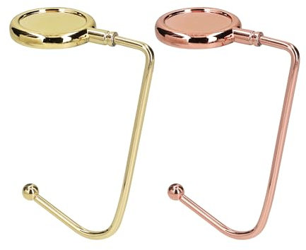 kwmobile 2X Tisch Handtaschenhalter Haken - Antirutsch Taschenhaken Halterung Handtaschen - Taschenaufhänger Halter in Gold Kupfer