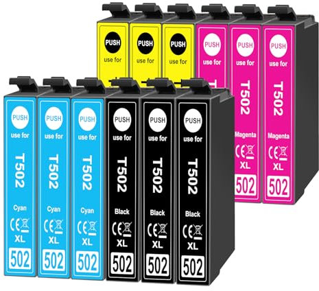 12x 502XL Druckerpatronen Kompatibel für Epson 502 502XL Patronen Multipack für Workforce WF-2865 WF-2880 WF-2885, Expression Home XP-5105 XP-5150 XP-5155