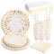 DAJAVE 251 Pcs White and Gold Party Supplies Golden Dot Disposable Party Tableware Set Gold Paper Plates and Napkins Cups Straws Tablecloth for Graduation, Birthday, Wedding, Parties - 50 Guests