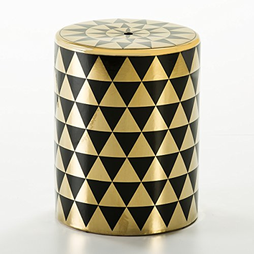 TABURETE 33X33X43 CERAMICA DORADO/NEGRO