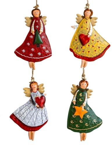 4 stück Weihnachtsengel Figuren Weihnachtsdeko, Weihnachtsanhänger Engelfiguren, Engel Figur Weihnachtsbaum Anhänger Dekoration, Baumschmuck Weihnachten Deko, Weihnachtsschmuck Hängedeko Geschenke