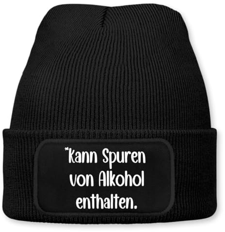 Prozente Momente Kann Spuren von Alkohol enthalten - Beanie | Strickmütze | Wollmütze | Beanie mit Druck | lustige Sprüche | Apres-Ski | Winter