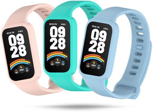 3 Piezas Pulseras Compatible con Xiaomi Band 9 Active / Redmi Smart Band 3 | Correas de Silicona Sport Pulsera Accesorios para Smartwatch, Correa de Repuesto para Hombre y Mujer