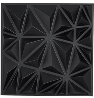 VEVOR Panneaux Muraux 3D, Lot de 33, Panneau Mural Décoratif PVC Moderne Minimaliste, 30x30 cm, Couverture 2,97 m², Déco Intérieure pour Plafond, Chambre, Salon, Salle de Jeux, Noir Mat Motif Diamant