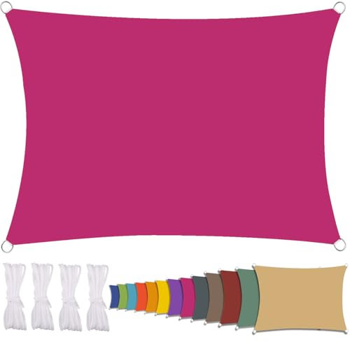 CANYUE Voiles Ombrages Rectangulaire Imperméable Multi Couleur et Taille Toiles D'ombrages UV Protection pour Patio Jardin, Terrasse,Extérieur, Balcon (Couleur Rose,3x4m)