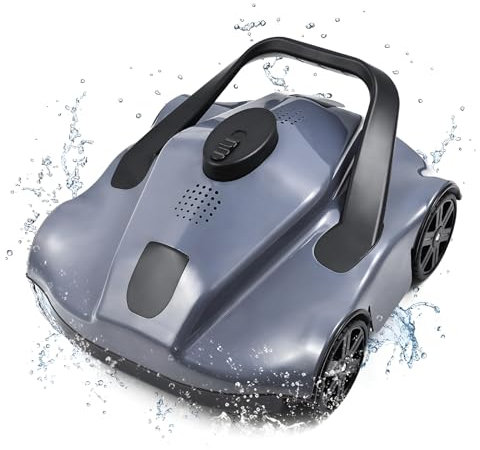 Robot aspirateur de Piscine sans Fil, Robot Nettoyeur Automatique avec Navigation Intelligente, autonomie de 130 Minutes, pour piscines Hors-Terre jusqu'à 80 m² Gray