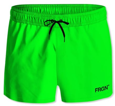 Freegun Maillot de Bain Garçon Séchage Rapide, Short de Bain Enfant, Filet intérieur et Poches Latérales, Taille 10/12 Ans - Vert Fluo