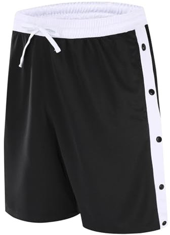 Generisch Cargo Shorts Herren Kurz Sommer Neue Fünf-Achtel-Hose mit seitlichem Knopf für Männer und Frauen Lässige gerade Fünf-Achtel-Sportshorts Lose Basketball-Jogginghose Kostüm Shorts (Black, L)