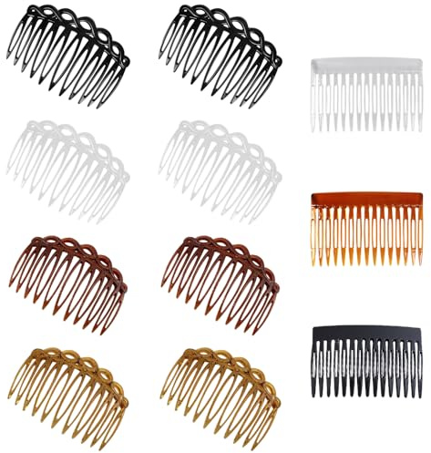 TRKETK 11 Stück Französische Seitenkämme Kunststoff Dekorativer Haarkamm Clips Zähne Seitenscheitel Kamm Haarkamm-Zubehör-Set Frauen Twisted Haar Kamm Dekoration für Frauen Mädchen