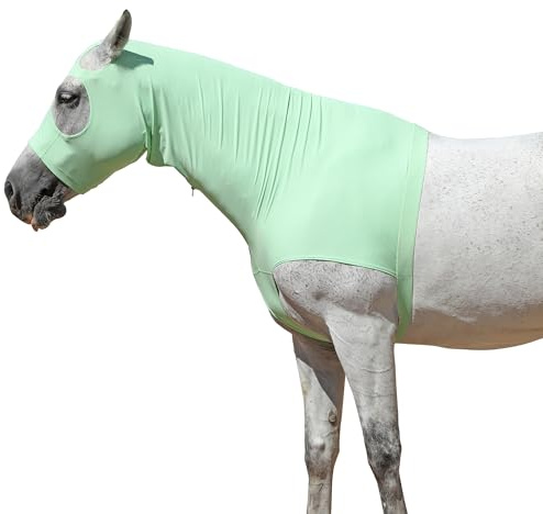 Gallopoff Halsteil Ekzem, Brustschutz Pferd Decke, Halsdecke Pferd, Schulterschutz für Pferde, Stretch Kapuze mit Reißverschluss und Vollgesicht Halsabdeckung