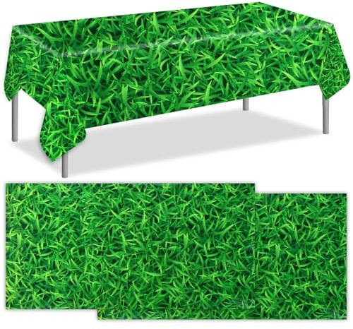 2stk Tischdecke Gras, 274x137cm Kunststoff Grass Tischdecke für Verschiedene Veranstaltungen im Innen und Außenbereich Sport-Mottopartys Geburtstage Spieltage Picknicks Gartengrillabende