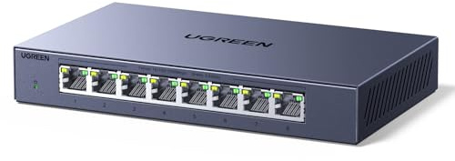 UGREEN 2.5G Switch Ethernet 8X2.5G Porte, Plug y Play (8 Porte) | Hub RJ45 Custodia Metallo Non Gestito 4KV Multipresa RJ45 Montaggio a Parete per PC NAS Server Console di Gioco Video 4K/8K