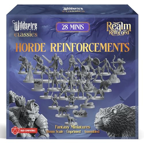 Horde Reinforcements – Klassisches Monster-Set | DND-Miniaturen, unbemalt | Set mit 28 Essential Fantasy Encounter D&D Minis (28 mm) Fantasy Dungeons Dragons RPG Tabletop Gaming | Fantasy-Figuren TTRPG