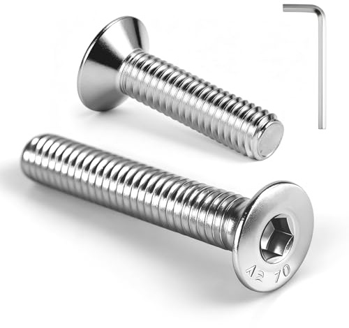 THFJWJ Viti a testa svasata M10 x 50 mm, in acciaio inox M10, 14 pezzi, A2V2A 304, dotate di una chiave a brugola