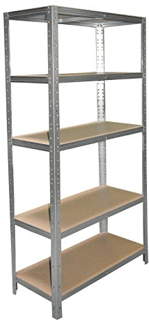 Shelf Creations BASIC Schwerlastregal 200x90x50cm verzinkt 5 Böden Steckregal Kellerregal Lagerregal Werkstattregal Archivregal Haushaltsregal Ordnerregal Metallregal Garagenregal Fachbodenregal