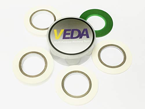 VEDA® Set de 5 Rubans de Masquage Courbe – 2 à 10 mm – Bande Cache Précise pour Modélisme, Aérographe & Loisirs Créatifs