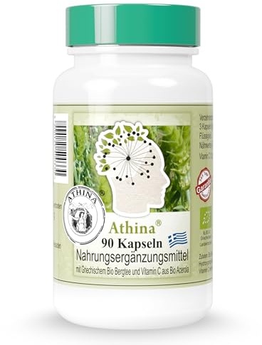 Athina® Griechische Eisenkraut Bergtee Kapseln Bio DE-ÖKO-006 90 Stück Sideritis Scardica Vegan Premium Qualität 90 stück, (1er Pack))