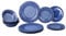 Gimex 12 teiliges Geschirr Set Stone Line Sand-Azur-Opale Campinggeschirr mit Antislip Melamin (Azur)