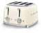 Smeg, 4x4 TSF03CREU -Toaster, 4 Schlitze für 4 Scheiben, 6 Vergoldungsniveaus, Heizfunktion, Abtau- und Bagel- Funktion, Sammelschublade, 2000W, Creme