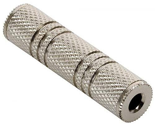 REY - Adaptador Prolongador Jack Doble Hembra Metálico Audio 3,5 mm Estéreo
