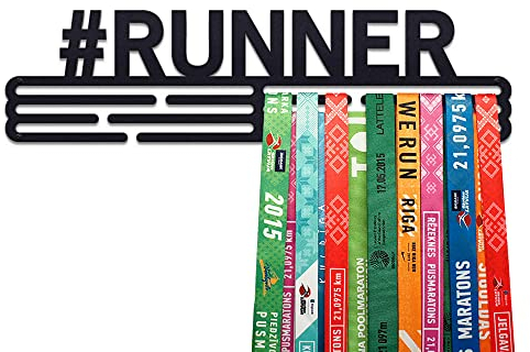 United Medals #Runner Medaillenhalter Running Laufen für 48 Medaillen Aufbewahrung - Läufer Geschenk Marathon Zubehör - Medal Holder Hanger Display Rack - Schwarz