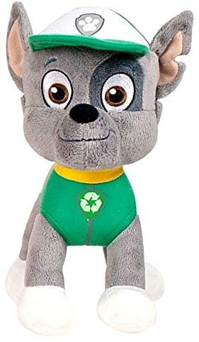 JuniorToys Design für Paw Patrol Plüschtier 28cm Helfer auf Vier Pfoten als kuschelige Plüschhunde (Rocky Mischlingswelpe)