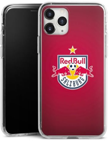 Silikon Hülle kompatibel mit Apple iPhone 11 Pro Max Case transparent Handyhülle FC Red Bull Salzburg Logo Offizielles Lizenzprodukt