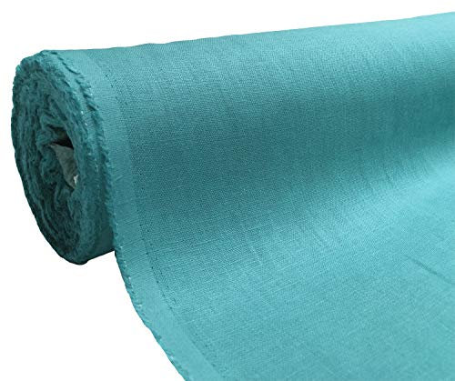 A-Express Naturrein Leinen Stoff Sanft Kleidung Reines Leinenstoff für Handarbeit Nähen Heimwerken Schneiderei Kreuzstich Mode Tasche 100% Leinen 140cm Breite - 5 Meter 500cm x 140cm Blau
