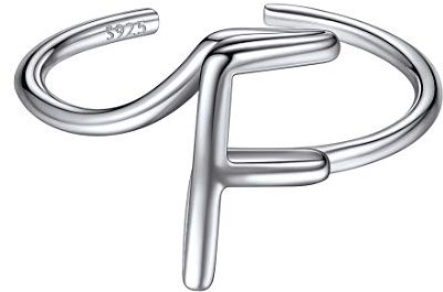ChicSilver 925 Silberring Damen Namensring verstellbare Initiale Alphabet F Ring Offener Frauen Ring