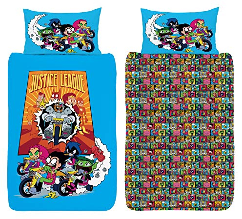 Teen Titans Go Single Duvet Cover - Official Reversible Bedding Set - Robin, Beast Boy, Starfire, Raven & Cyborg - Polycotton