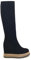 Stivali con Zeppa Interna in camoscio Nero Suola Alta para Vera Pelle Made in Italy