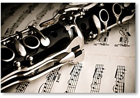 Postereck - 0099 - Klarinette, Notenblatt Musik Instrument Klassik - Wandposter Fotoposter Bilder Wandbild Wandbilder - Poster - 3:2-91,0 cm x 61,0 cm