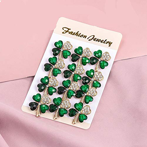 ZHEBEI Broche en alliage en forme de trèfle à quatre feuilles - Accessoires de mariage - Petite broche - Lot de 12 pièces