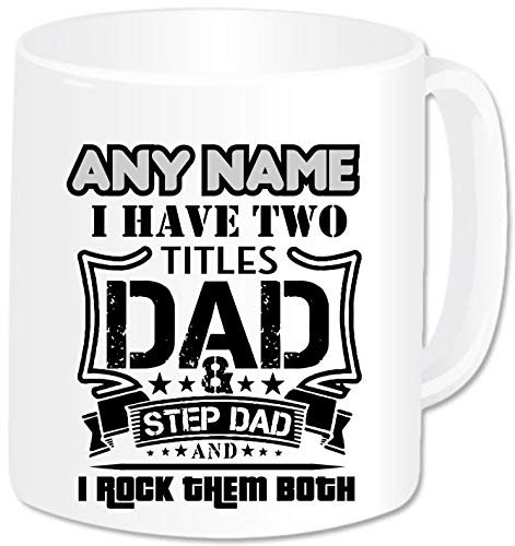 GOPERSONALISED Gifts for Stepdad - Personalised I Have Two Titles Dad and Step Dad Mug Coffee Cup - Funny Fathers Day Birthday Christmas Gifts for Stepfather