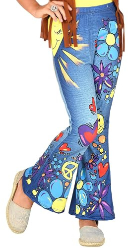 W WIDMANN MILANO Party Fashion - 70er Jahre Leggings Hippie Jeans, Reggae, Flower Power, Faschingskostüme