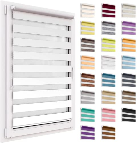 Doppelrollo ohne Bohren, 30x150cm Stoffgröße, Duo Rollo Klemmfix, Easyfix, lichtdurchlässig und verdunkelnd, Day&Night, Klemmrollo Sonnenschutzrollo Fensterrollo für Fenster & Türen