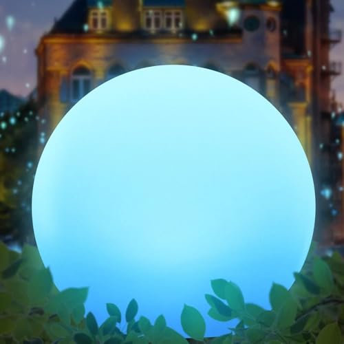 FUYO Lámparas solares para exteriores, grandes LED solares para exterior, jardín, lámpara con estaca inalámbrica, mando a distancia IPX6, bola solar para suelo, caminos, terrazas, césped, piscina