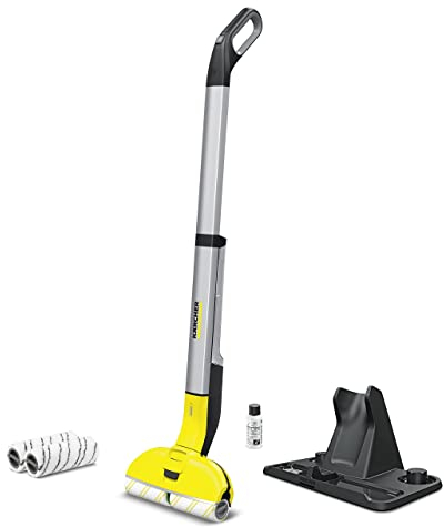 Kärcher EWM 2 Lavapavimenti, Adatto a Tutti i Tipi di Pavimento, Senza Fili, Autonomia di 60 mq, Pavimento Asciutto in 2 min, Set di Rulli Universali, Grigio