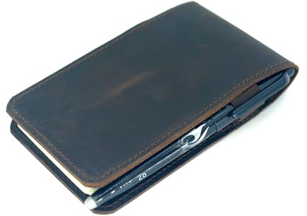 JJNUSA Ledereinband, kompatibel mit Rite in the Rain, Spiral-Notizbüchern, Used-Leder, Einband für Memo-Notebook, A7, 7,6 x 12,7 cm, 10,2 x 15,2 cm, Dunkelbraun