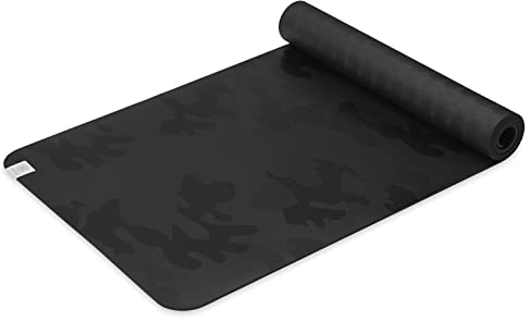 Gaiam Dry-Grip Yogamatte, 5 mm dick, rutschfeste Übungs- und Fitnessmatte für Standard- oder Hot Yoga, Pilates und Boden-Workouts – gepolsterte Unterstützung, rutschfester Mantel – 172 x 61 cm – Camo