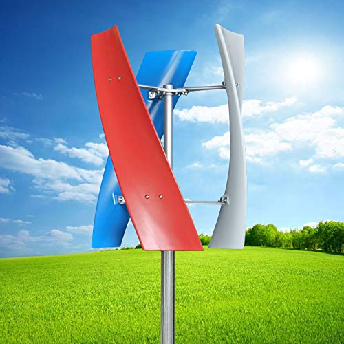 Turbine eoliche da 400 W verticali magnetiche, generatore di turbine eoliche, 3 ali, con regolatore di carica impermeabile, adatto per casa o campeggio (bianco, rosso, blu)