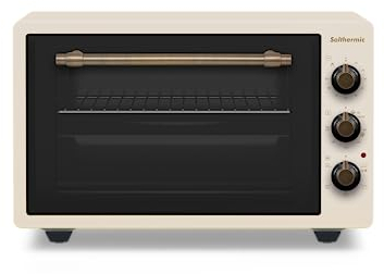 Horno de sobremesa SOLTHERMIC color Crema H37RB gran capacidad y potencia 37L y 1300w, temporizador y programador incluido. (Rango temperatura 40º a 240º)) Luz interior TURBOVENTILADOR y 5 FUNCIONES