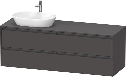Duravit Ketho.2 Waschtischunterbau, Beckenausschnitt Links, 1600x568x550mm, K24899L49490000, Farbe: Graphit Matt Dekor