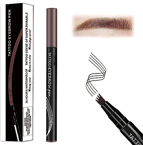 Anjoize Augenbrauenstift, Anjoize Eyebrow Pen, Anjoize 4-Spitzen-Microblade-Brauenstift, Wasserfester Augenbrauenstift mit Mikro-Gabelspitze, langlebig, wasserfest und wischfest (Grayish)