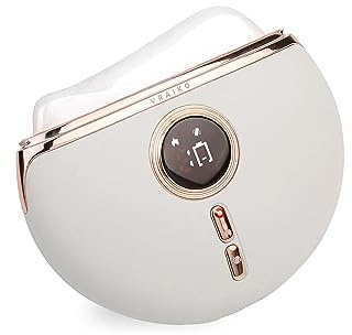 VRAIKO Alpenglow Dispositivo Elettrico Gua Sha, Strumenti per il Viso Gua Sha in Quarzo Rosa con Calore e Vibrazione, Massaggiatore per il Viso Gua Sha per Drenaggio Linfatico, Sollevamento, Gonfiore