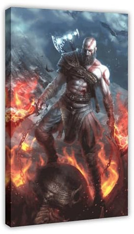 Game God of War Kratos Poster (3) Leinwand Poster Schlafzimmer Dekor Sport Landschaft Büro Zimmer Dekor Geschenk Rahmenstil 20 x 30 cm